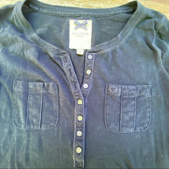 Blue Gilly Hick’s Hollister tee • 3/4” sleeves • Size S • button front pull over - Picture 7 of 7